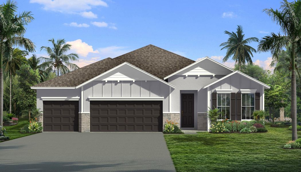 French Country Elevation for Begonia at Bulow Creek Preserve in Ormond Beach, Florida by Landsea Homes