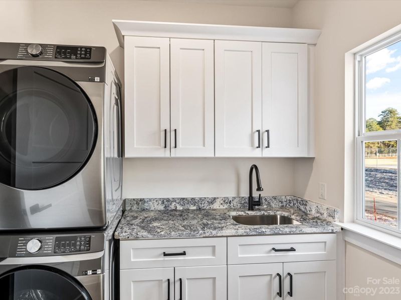 Laundry Room w/Sink & Cabinets