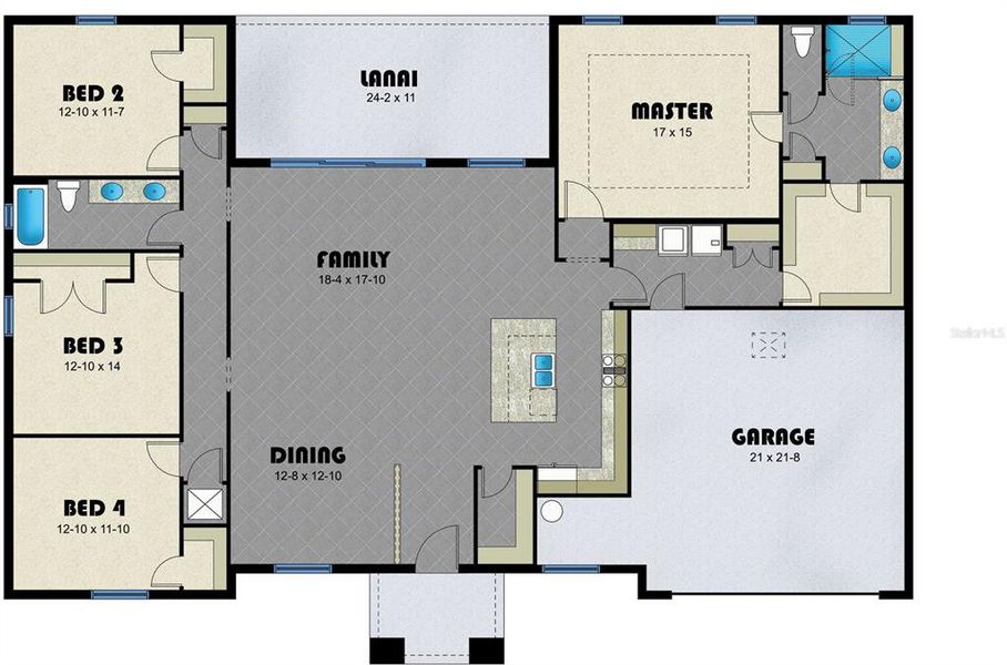 The Palmetto model brought to you by Eastern Homes features 4-bedrooms and 2-full baths, a modern open kitchen complete with granite counters, island and walk-in pantry and a private PRIMARY SUITE all on a spacious 1/4 ACRE CORNER LOT!