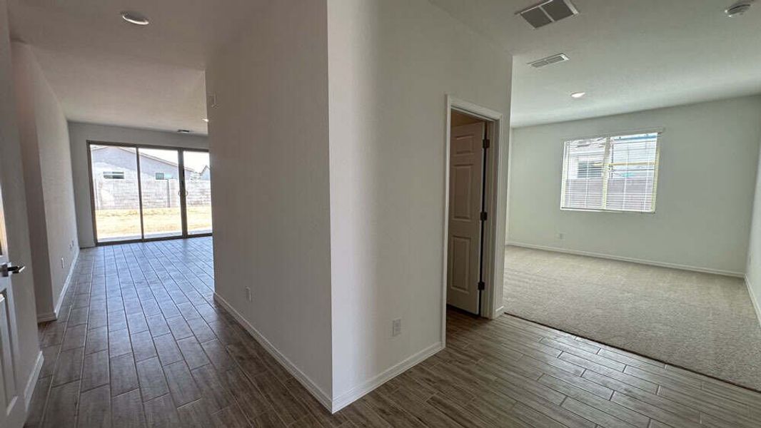 Study, laundry room and hall to great room