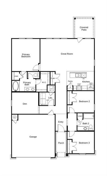 This floor plan features 3 bedrooms, 2 full baths and over 1,600 square feet of living space.