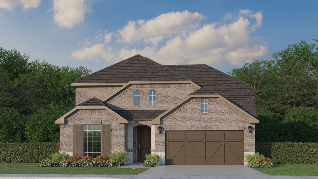 Plan 1525 Elevation B with Stone by American Legend Homes