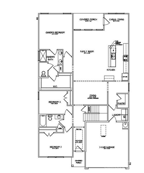 Oceana II structural options include Fireplace, optional windows at casual dining room, tray ceiling in dining room.