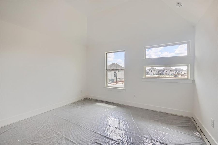 Bedroom featuring vaulted ceiling