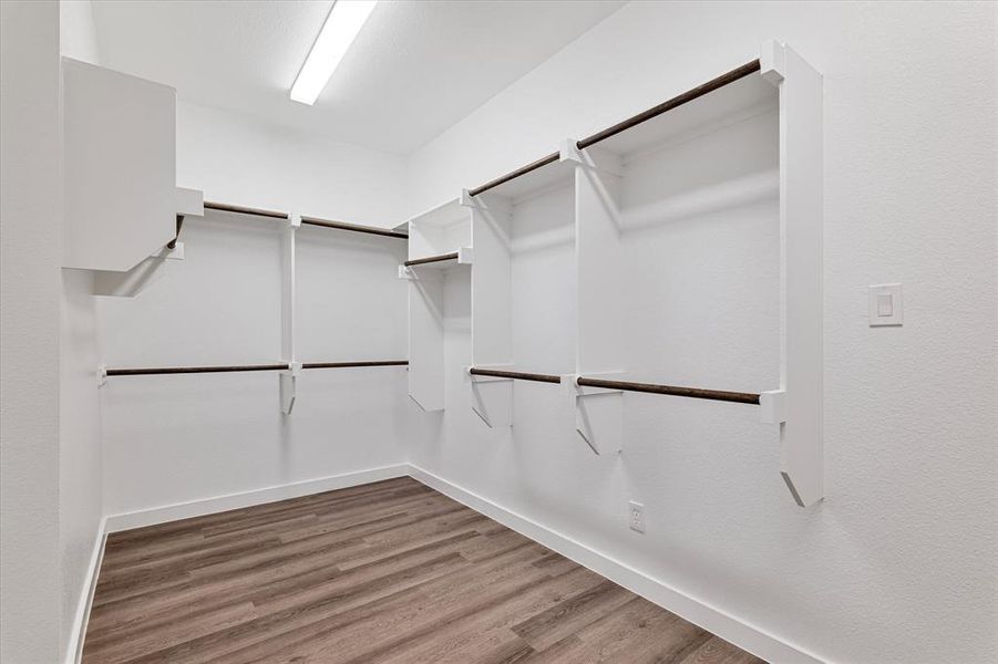 Walk in closet featuring hardwood / wood-style flooring