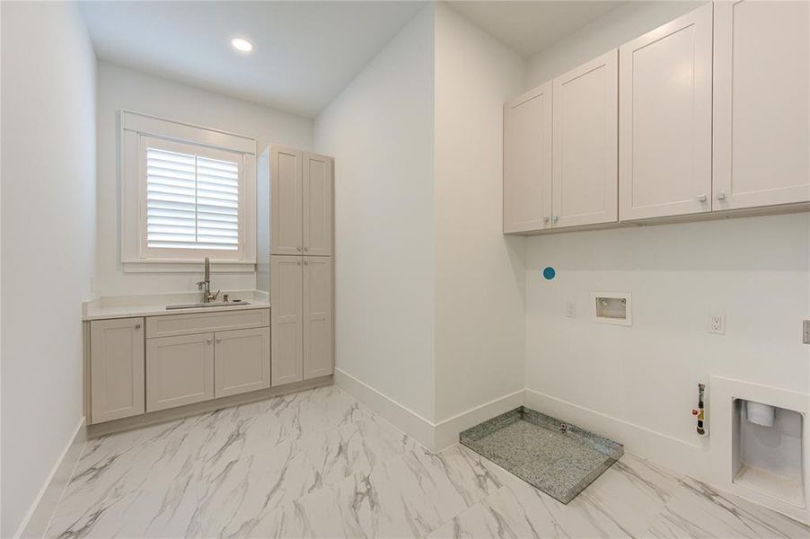 Laundry room with bunch of storages