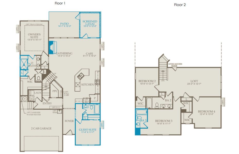 Floor Plan Level 1 and Floor Plan Level 2