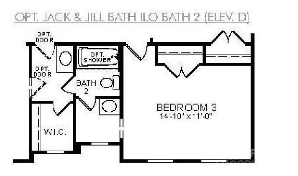 Optional Jack and Jill bath