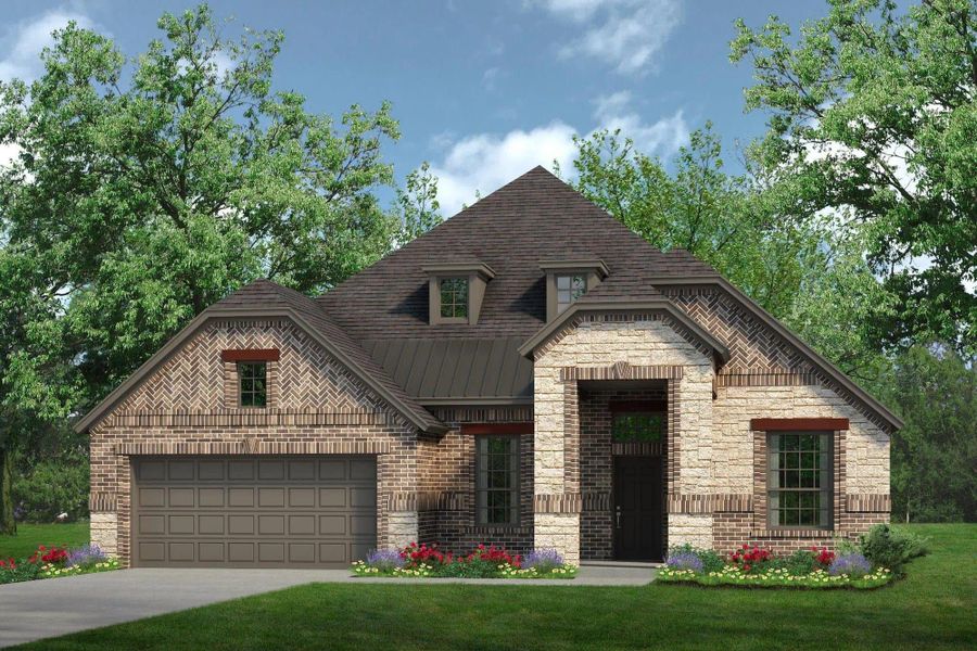 Elevation D with Stone | Concept 2533 at Oak Hills in Burleson, TX by Landsea Homes