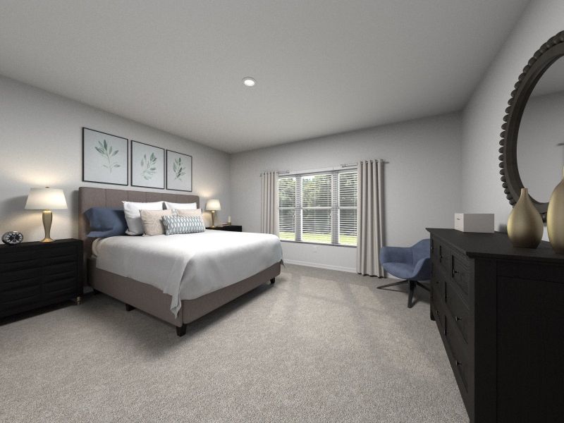 Rendering of Grayson primary bedroom.