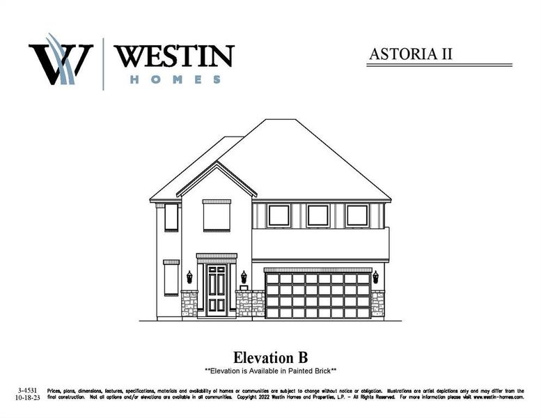 Westin Homes NEW Construction (Astoria II, Elevation B) CURRENTLY BEING BUILT. Two story. 4 bedrooms. 3.5 baths. Spacious island kitchen open to informal dining room and family room. Study on first floor. Primary suite with large walk-in closet. Three additional bedrooms, spacious Game room, and Media room on second floor. Covered patio and 2 car garage.