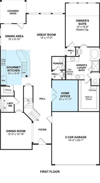 The Walton II floor plan by K. Hovnanian Homes. 1st Floor shown. *Prices, plans, dimensions, features, specifications, materials, and availability of homes or communities are subject to change without notice or obligation.