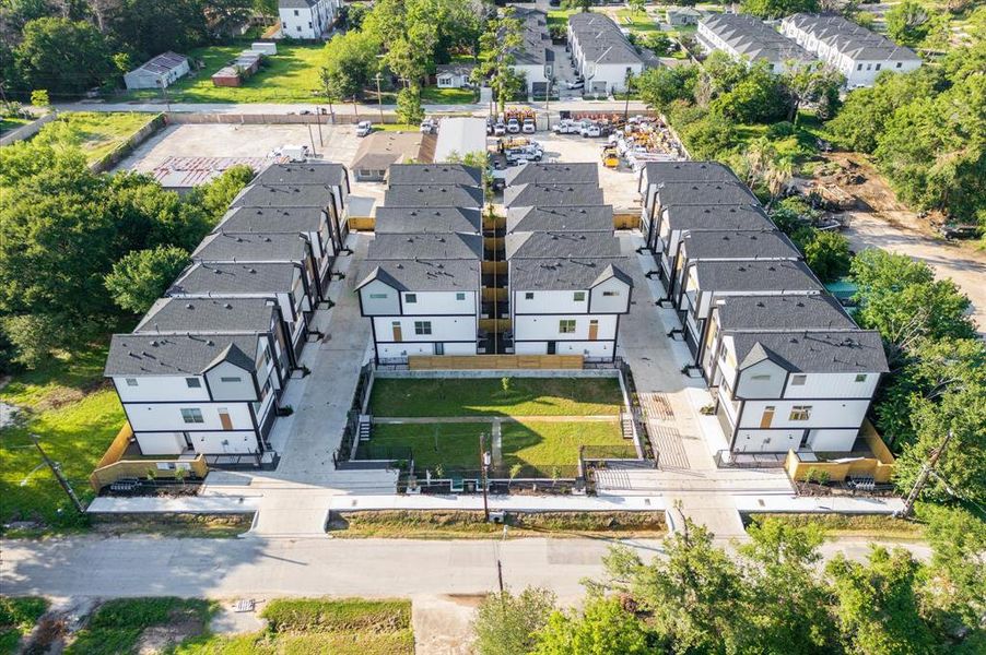 Aerial view of the development.