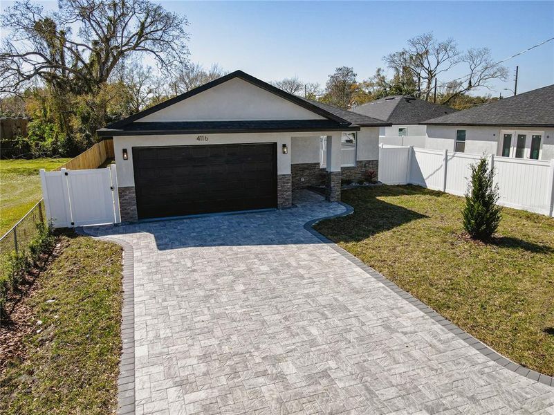 Front Entry with an Expansive Driveway.