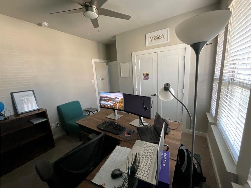 Office with ceiling fan