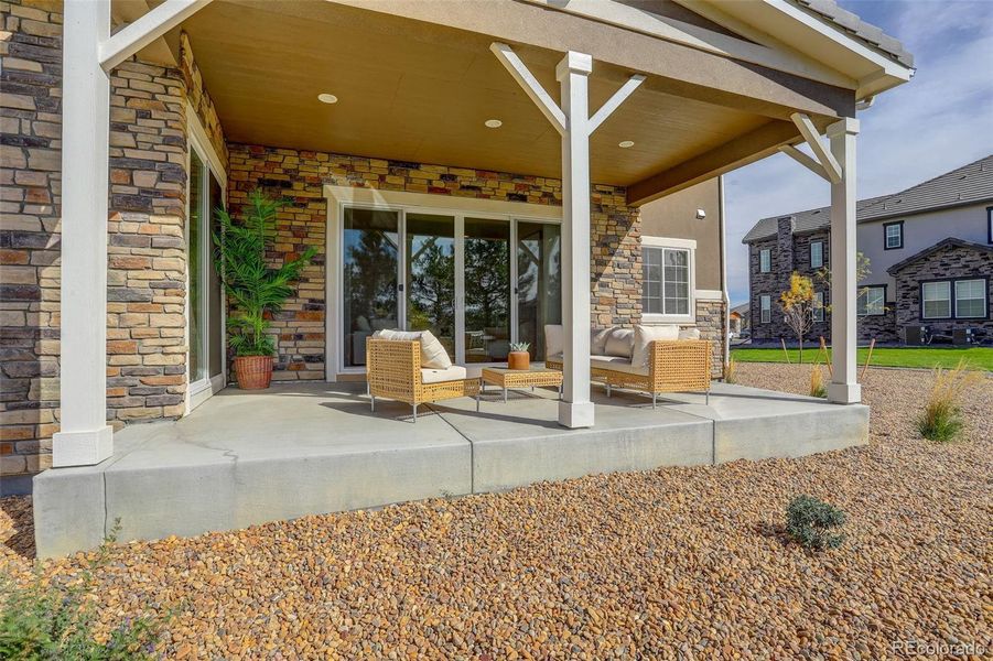 Backyard oasis with Covered patio