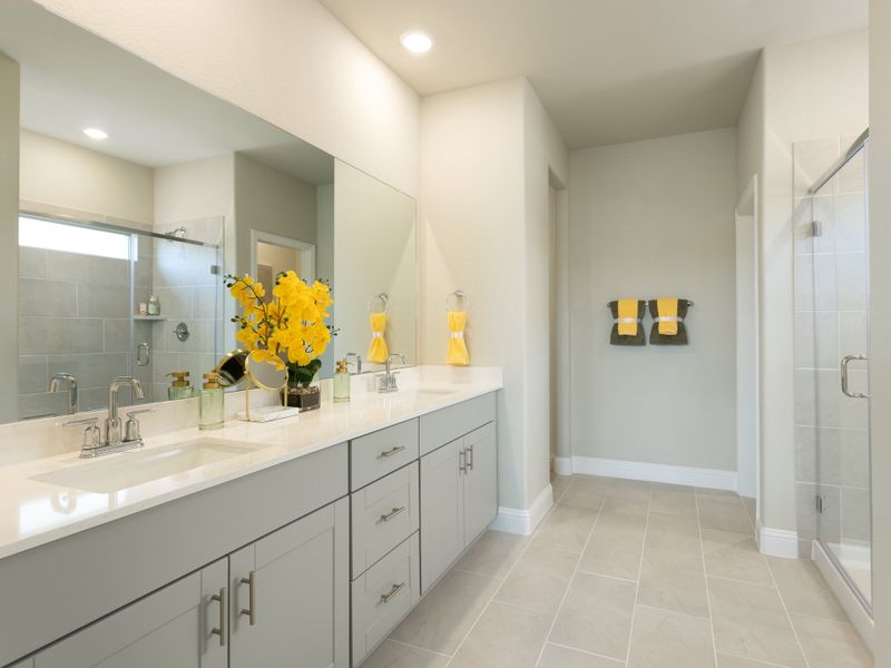 The Kessler's primary bathroom featured at Trails of Lavon