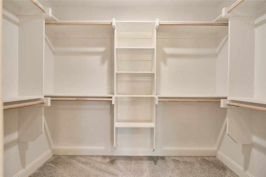 Spacious closet with carpet floors