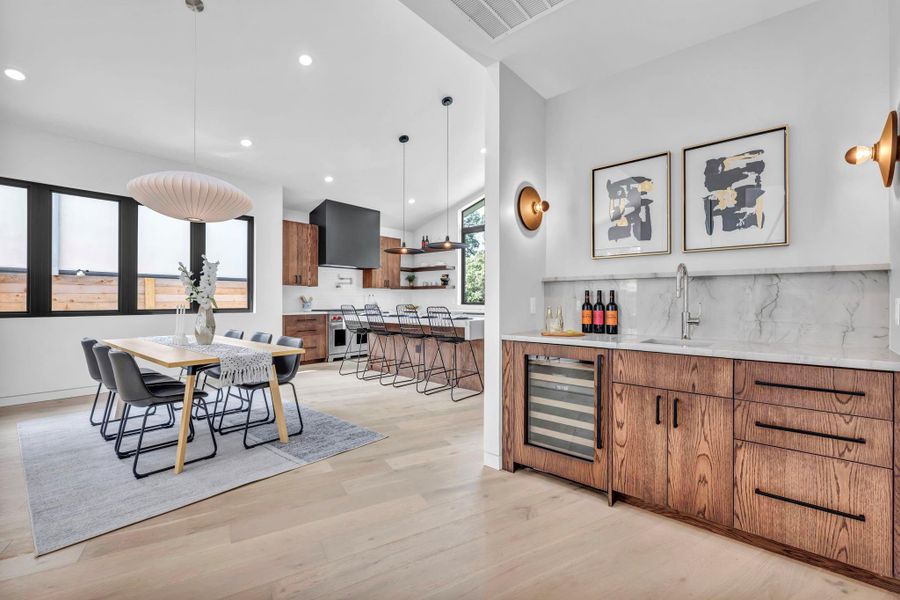 wet bar with wine fridge