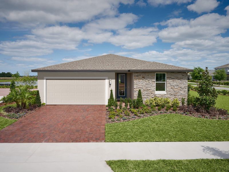 Exterior of Elevation D for the Hibiscus floorplan modeled at The Reserve at Twin Lakes