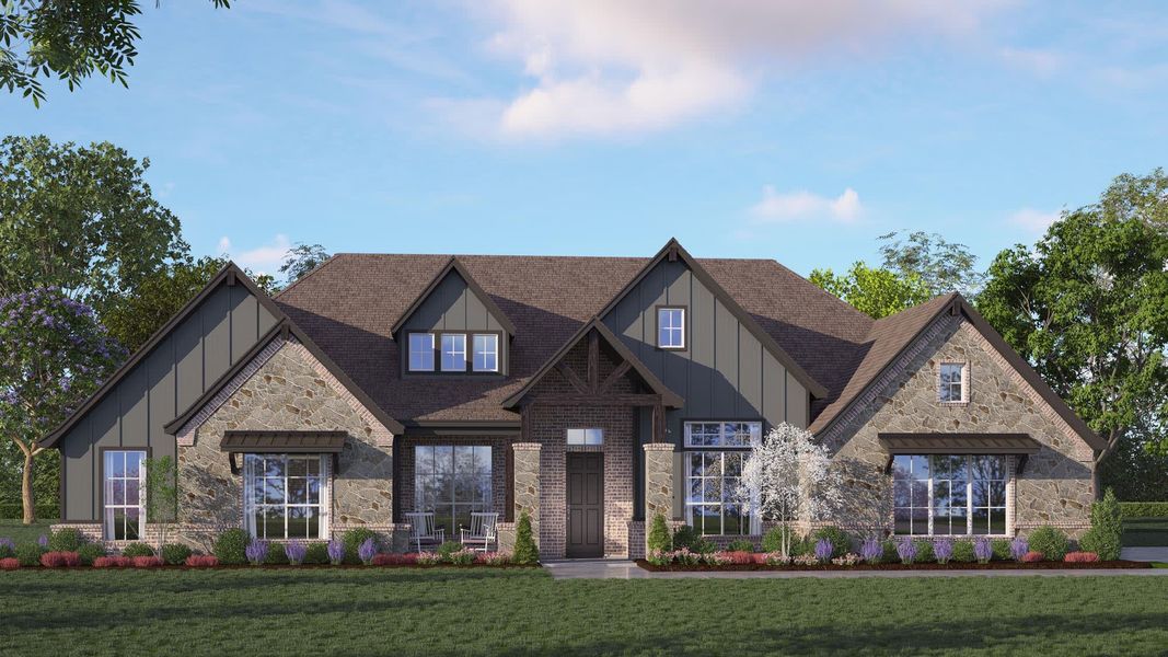 Elevation C with Stone | Concept 3634 at The Meadows in Gunter, TX by Landsea Homes