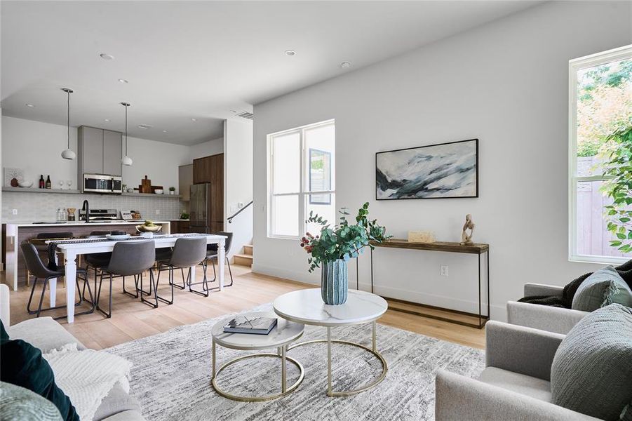 Huge living room with a ton of natural light and windows