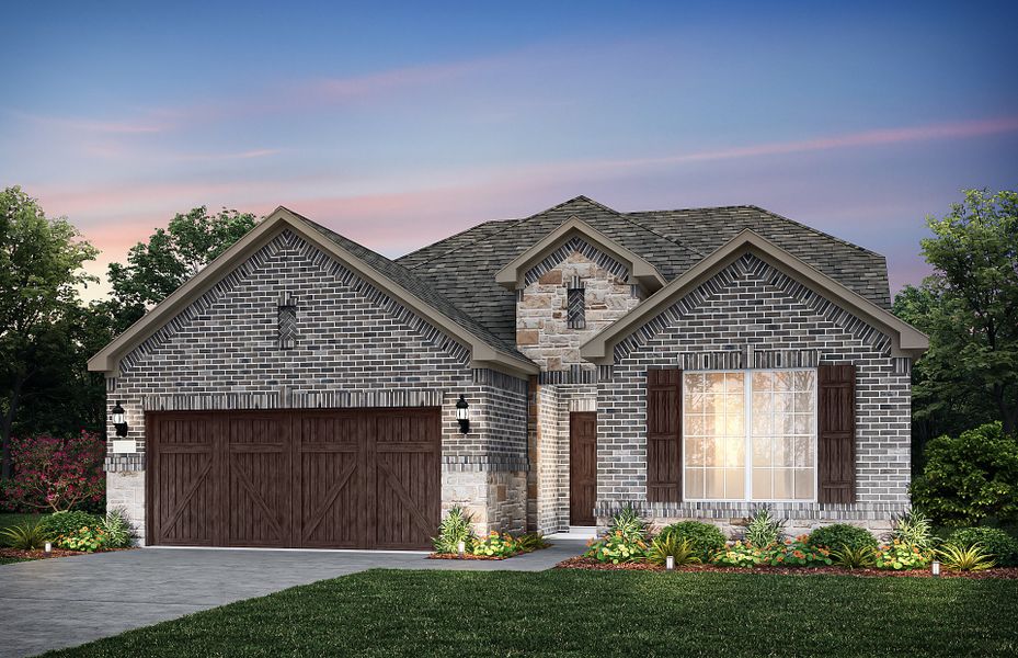 The Mooreville, a two-story new construction home with 2-car garage, shown with Home Exterior B