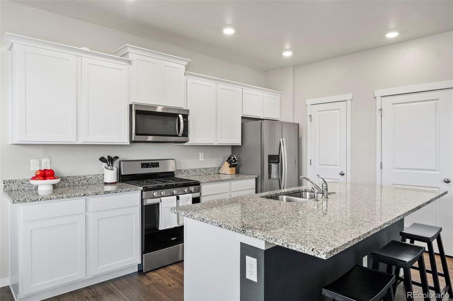 Kitchen with room to sit at island