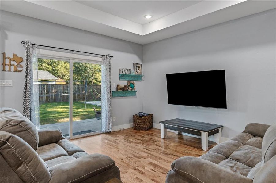 Living room featuring wood