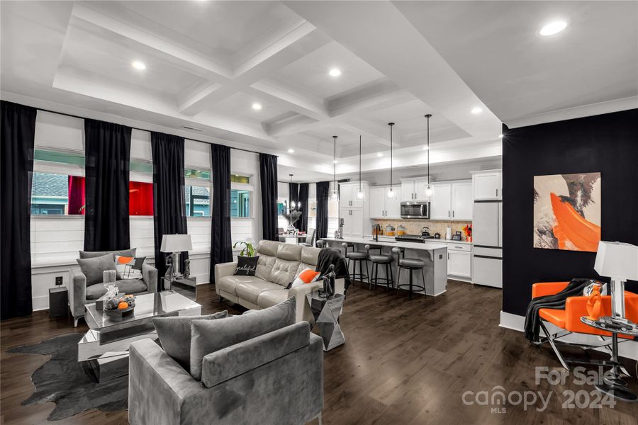 Coffered ceiling in the great room