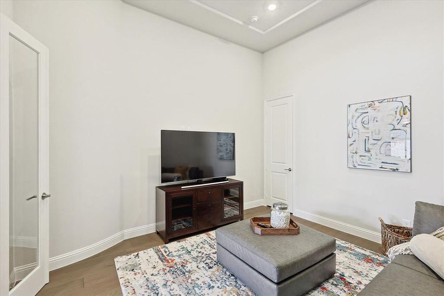 Living room featuring hardwood / wood-style floors