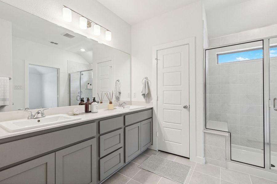 Primary Bathroom in the Emmy II home plan by Trophy Signature Homes – REPRESENTATIVE PHOTO