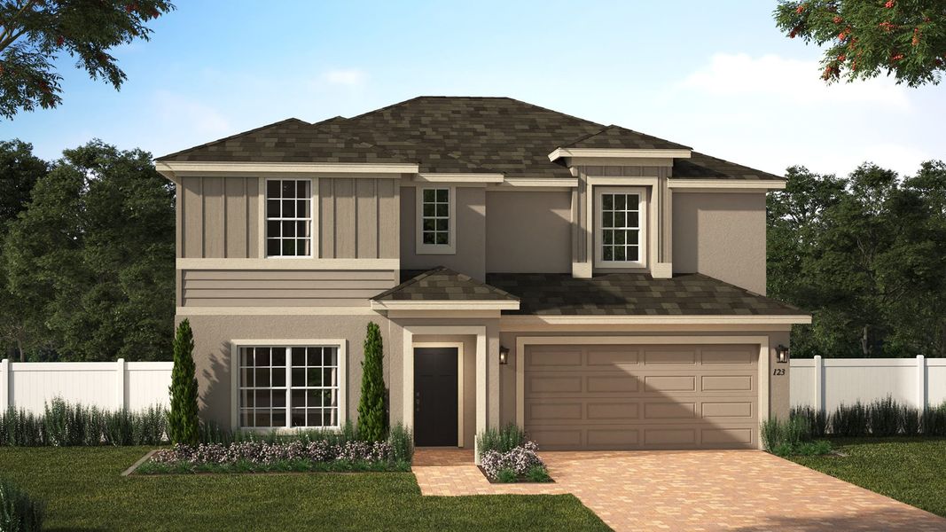 Elevation 1 with Optional Siding | Newcastle | New Homes in Florida | Landseas Homes