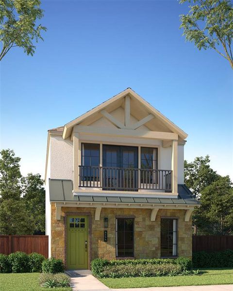 View of front facade with a balcony