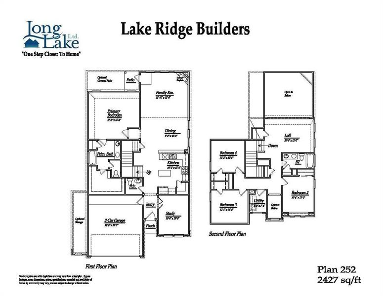 Plan 252 features 5 bedrooms, 3 full baths, and over 2,400 square feet of living space.