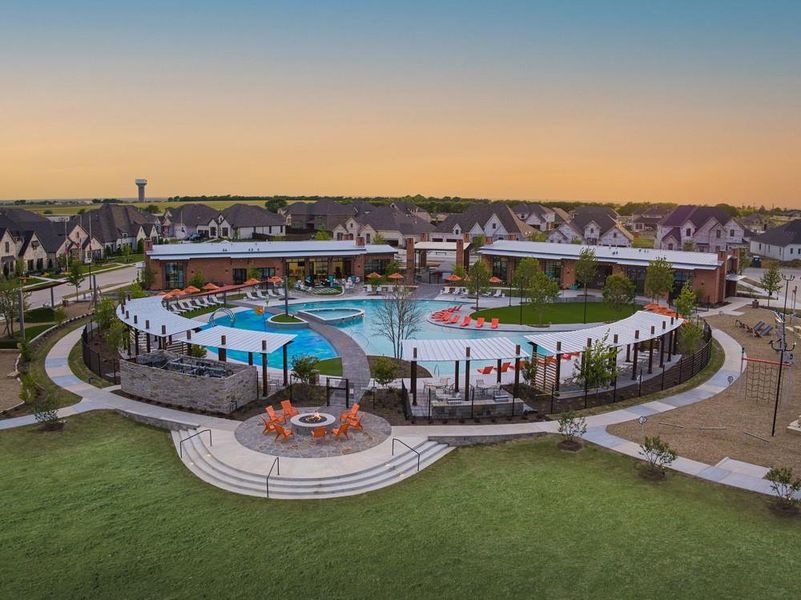 Ridge at Northlake amenity center with pool & fire pit