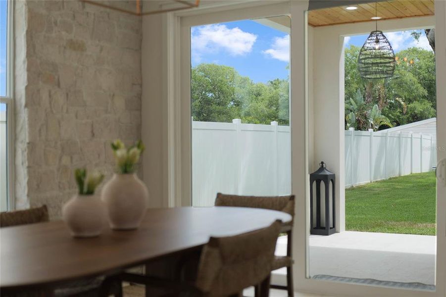 View to backyard patio.