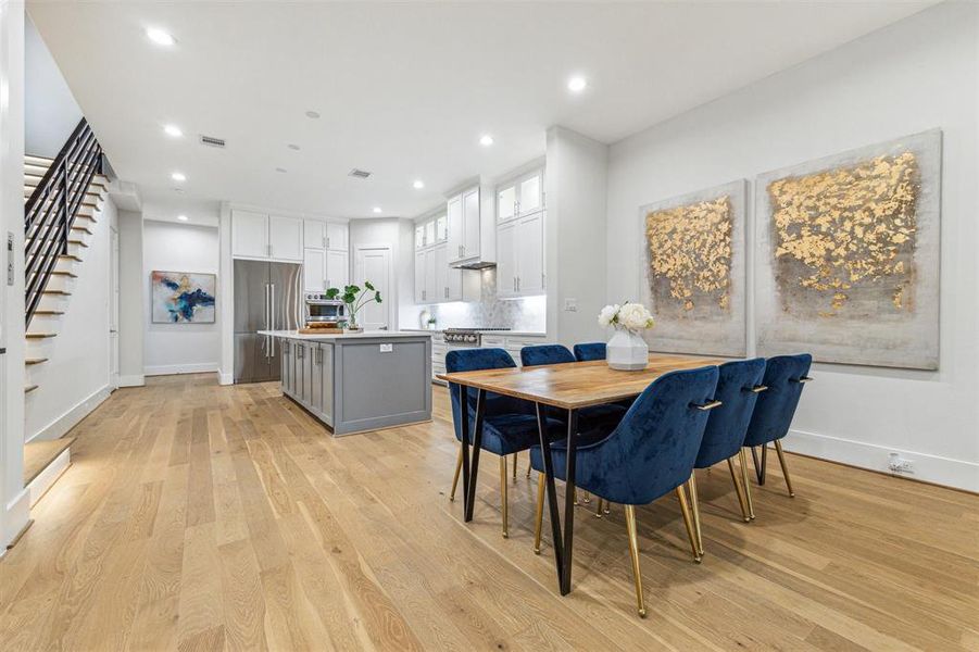 Dining area with room for buffet table.