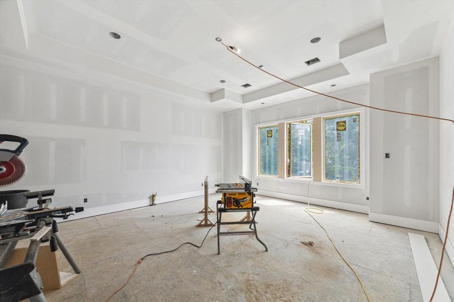 The primary bedroom is very generous in size and is nicely separated from the other bedrooms and complete with tree top views of the backyard. Photo as of 9/3/2024