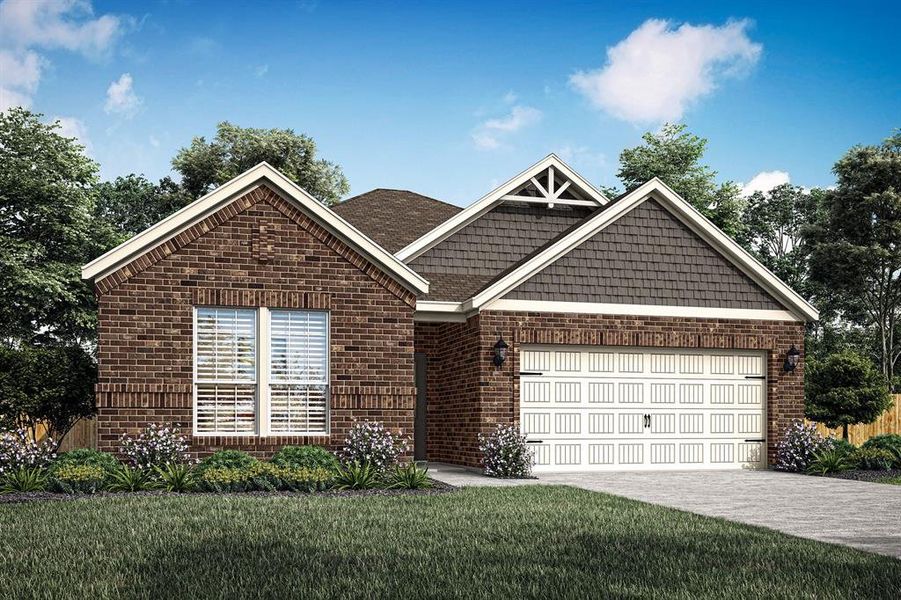 The Ranch Plan by LGI Homes features 3 bedrooms, 2 bathrooms, and an optional 4th bedroom or home office. This plan is currently under construction at 417 Mystic Slopes Dr.