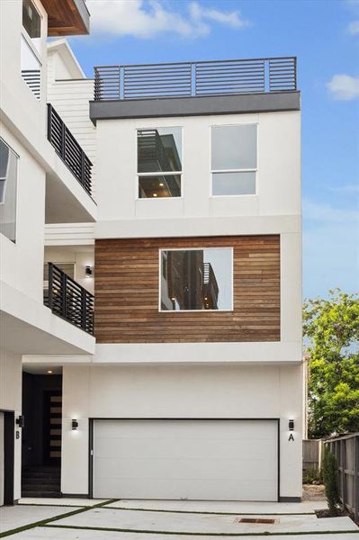 Sleek contemporary front elevation with custom wood accents