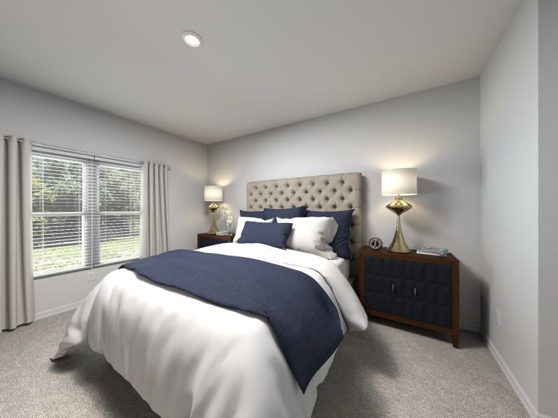 Virtual rendering of primary bedroom in Sierra floorplan