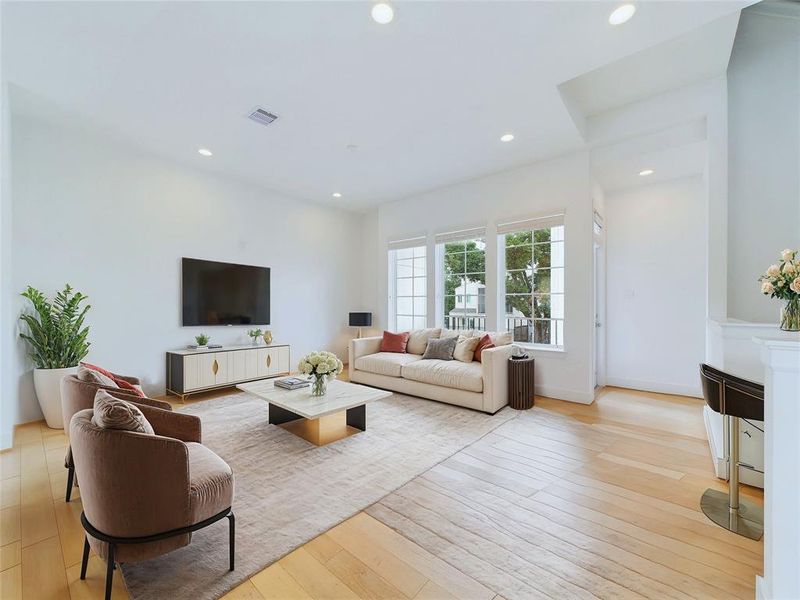 Livingroom with the view of the balcony **Virtually Staged**