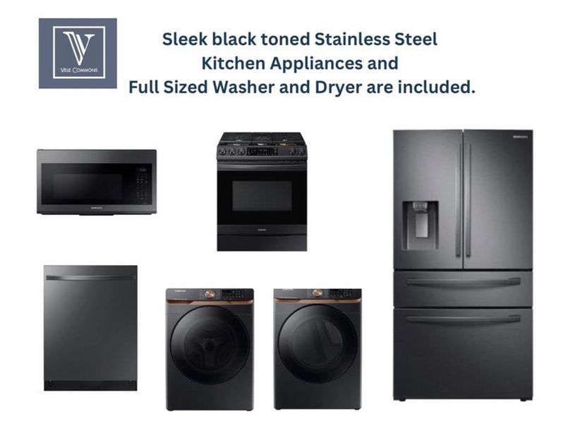 These are some examples of the kitchen appliances and full size washer and dryer that are included.