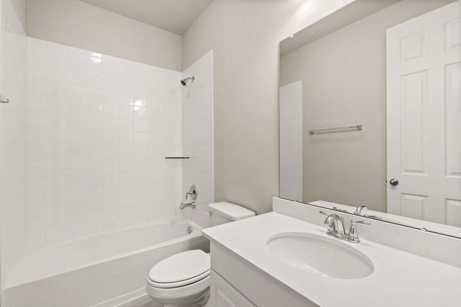 Secondary bath. Note: Sample product photo - actual exterior and interior selections may vary by homesite