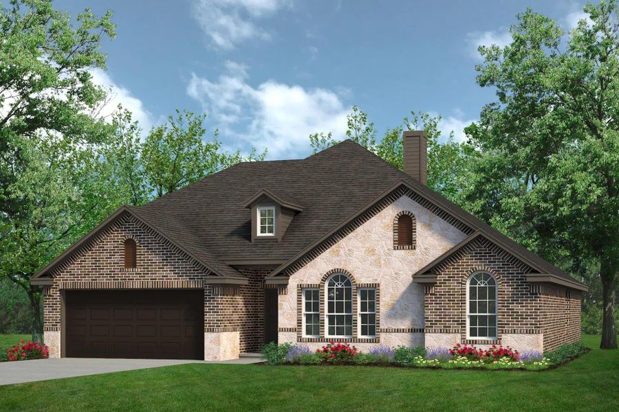 Elevation A with Stone | Concept 2393 at Lovers Landing in Forney, TX by Landsea Homes