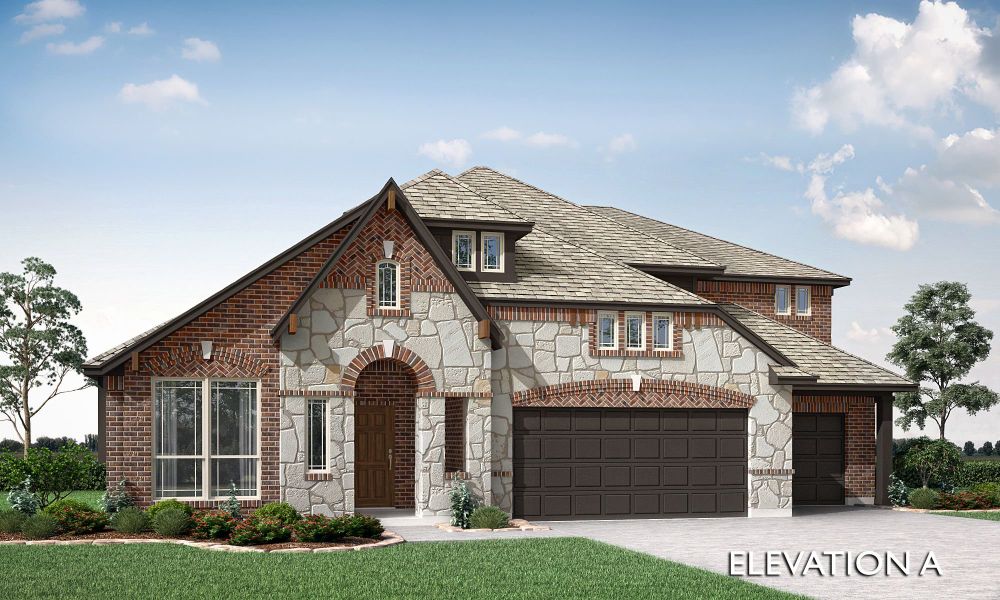 Elevation A. 3,525sf New Home in Kaufman, TX