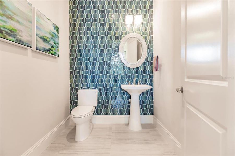 Powder Room off Private Hall to Master Bedroom