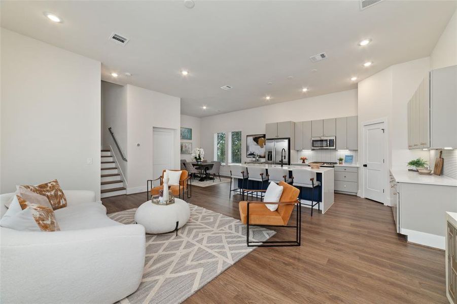 Open Concept Layout Make This Home Perfect For Entertaining And Keeps Everyone Connected. Views Stretch From The Entrance Throughout In This Sun-Splashed Living Area.