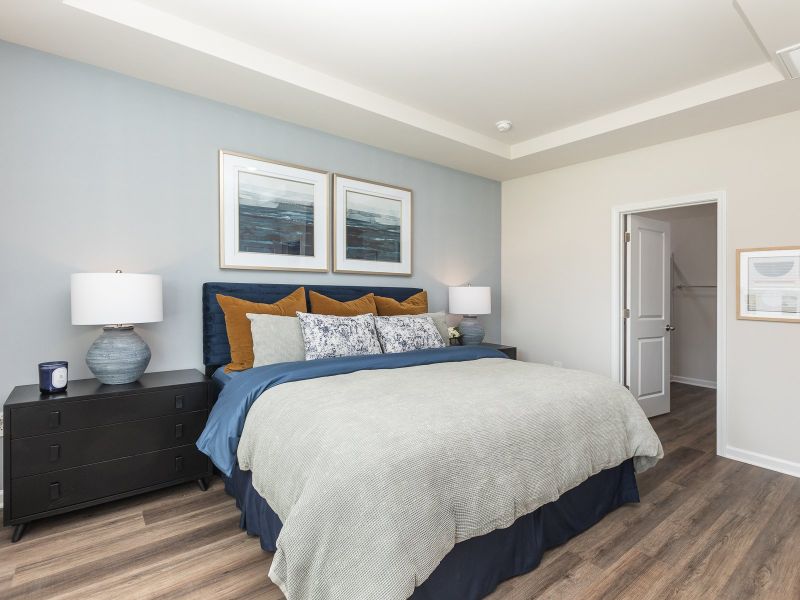 Primary bedroom in the Chandler floorplan at a Meritage Homes community in Angier, NC.